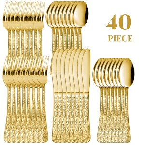 40-Piece Flatware Set for 8, Stainless Steel Retro Silverware with Vintage Baroque Design, Mirror Finish & Dishwasher Safe - 1 of 4