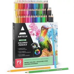 Arteza Colored Pencils with Case, 72 Assorted Vibrant Colors, Pencil Crayons for Coloring Books and Journals, Triangular Shape, Art Supplies
