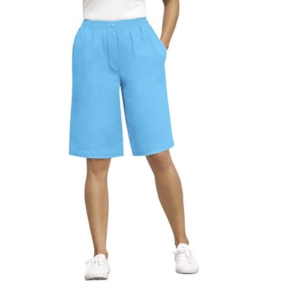 Woman Within Plus Size 7-Day Elastic-Waist Cotton Denim Short