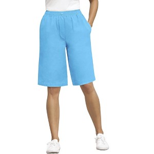 Woman Within Plus Size 7-Day Elastic-Waist Cotton Denim Short - 1 of 4