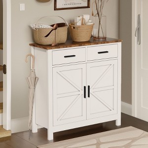 Okak Farmhouse Sideboard Cabinet, Buffet Cabinet with 2 Doors and 2 Drawers, Storage Cabinet for Living Room, Dining Room, Kitchen, White - 1 of 4
