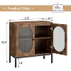 2-Piece Vintage Sideboards: Wooden cabinets with 2 fluted glass doors & shelves. Multi-use, rustic style, fits living room, kitchen, hallway - 2 of 4