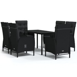 vidaXL Patio Dining Set with Cushions Gray and Black Garden Chair 3/5/7 Piece - 55.1" Table Length Black 6 Chairs - 1 of 4