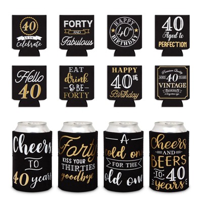 Sparkle and Bash 12 Pack Cheers to 40 Years Can Cooler Sleeves Beer Coozies for 40th Birthday Party