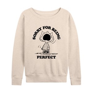Women's - Peanuts - Sally Perfect Lightweight French Terry Wide Neck Long Sleeve Shirt - 1 of 4