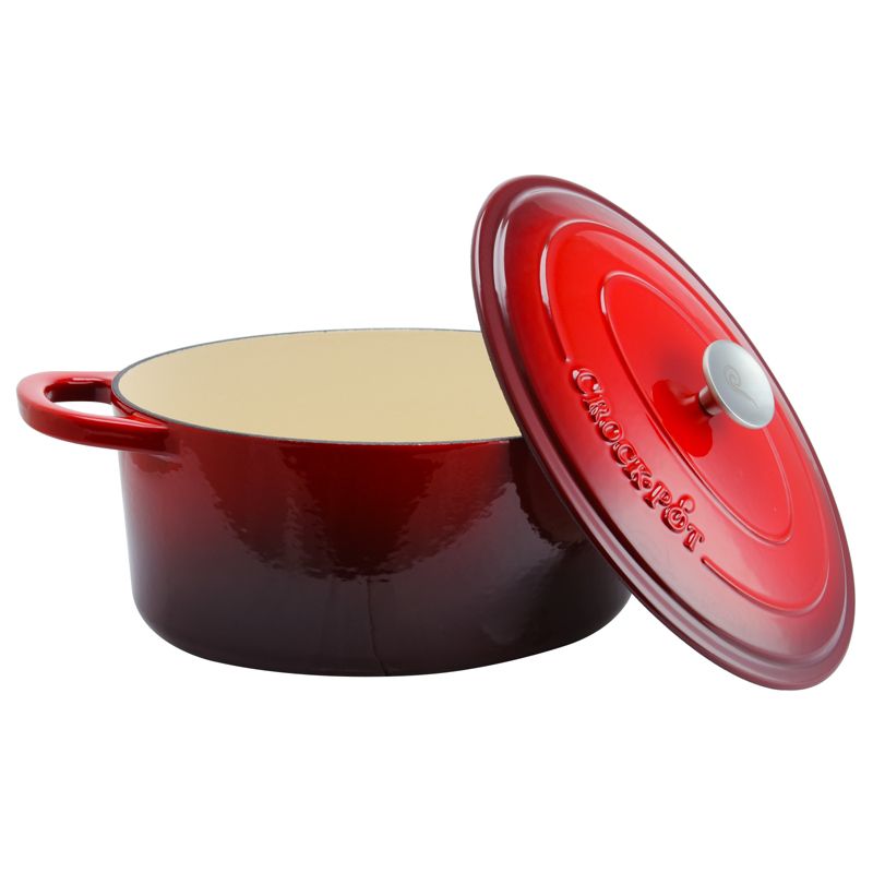 Crock Pot Artisan 7 Quart Oval Enameled Cast Iron Dutch Oven in Scarlet Red, 5 of 8