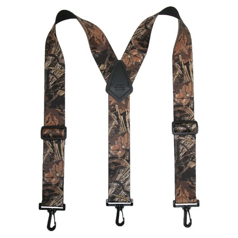 CTM Men's Elastic Camouflage Suspenders with Black Swivel Clips, Max 4  Camouflage