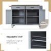 Ridstar 54.3 in. W Kitchen Island Cart with Solid Wood Top and Locking Wheels For Kitchen & Dining Room-Grey - 3 of 4