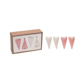 Transpac Ceramic 8.18 in. Multicolor Valentines Day Hearts In Box Set of 8