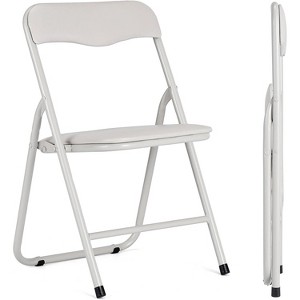 Jojoka Metal Folding Chairs and Table, Leather Padded Folding Chairs with Comfortable Cushion - 1 of 4