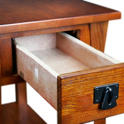 Russet Solid Wood Mission End Table with Drawer and Shelf