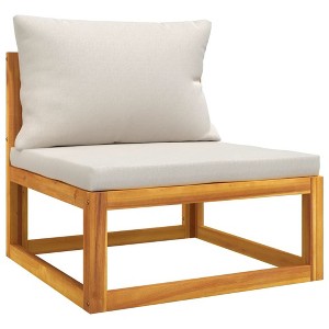 vidaXL Solid Acacia Wood Patio Middle Sofa with Light Gray Cushions - Modular Design, Comfortable Seating, Easy Assembly - 1 of 4