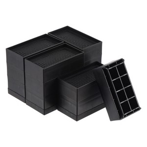 Unique Bargains Adjustable Non-Slip Bed Accessories and Parts Stackable Furniture Risers Black 4 Pcs - 1 of 3