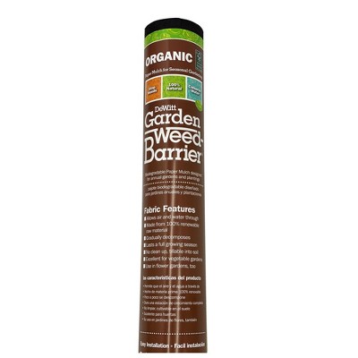 DeWitt NAT240RF 2 x 50 Foot All Natural Organic Tillable Recycled Paper Mulch Garden Weed Control Barrier for Annual Plantings Landscape Fabric, Brown