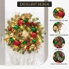 Prelit Christmas Wreath for Front Door, 16 Inch Small Artificial Xmas Wreath with 30 LED Lights Red Green Gold Balls for Fireplace Window Decor - 3 of 4