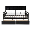 CAVINAS Full Size Solid Wood Daybed with Bedside Shelves & 2 Storage Drawers,Wooden Bed Frame for Kids Room,Bedroom,Espresso - 3 of 4