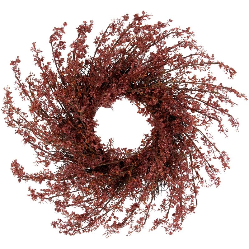 Northlight 24" Autumn Harvest Burgundy Berry Artificial Wreath - Unlit, 1 of 7
