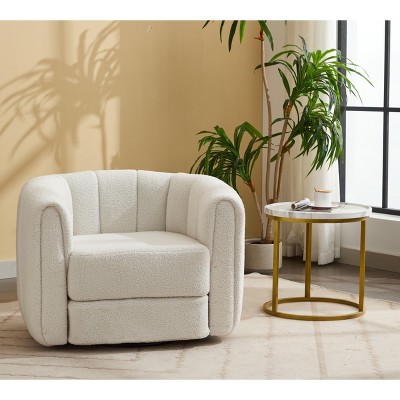 CENGHU Modern Swivel Accent Barrel Chair, Round Armchairs with Upholstered, Comfy Swivel Living Room Chair