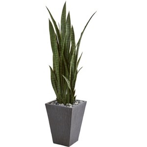 Nearly Natural 57-in Artificial Sansevieria Snake Plant in Slate Planter - 1 of 1