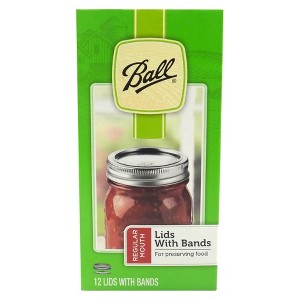 Ball 12pk Glass Mason Jar Lids and Bands - Regular Mouth - 1 of 3