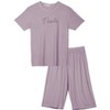 cheibear Sleepwear Short Sleeve with Capri Pants Letters Print Family Pajama Sets - 2 of 4