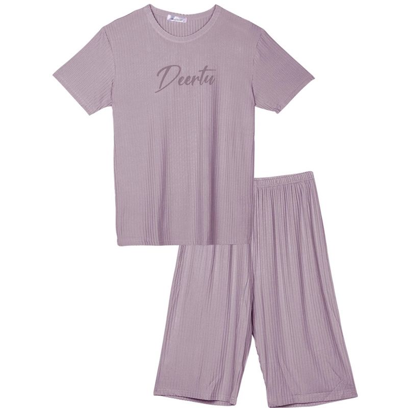 cheibear Sleepwear Short Sleeve with Capri Pants Letters Family Pajama Sets, 2 of 5