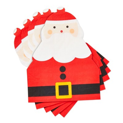 Juvale 50 Pack Santa Claus Christmas Paper Napkins, Holiday Party Supplies, 4.6 x 6.25 Inches