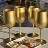 FONTOI Metallic Gold Color Wine Glasses Set of 4 12oz, BPA Free Acrylic Wine Glass Set, Unbreakable Red Wine Glasses, Gold, 8"*6"*6" - 2 of 4