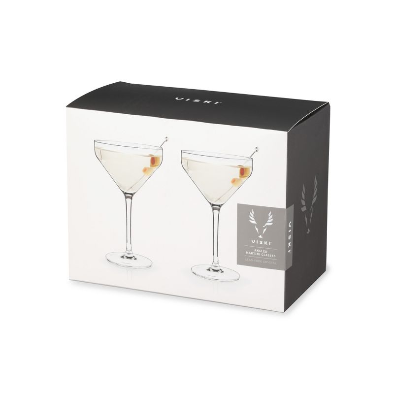 Viski Angled Martini Glasses, Set of 2, Holds 9 oz, Lead-Free Crystal, Stemmed Cocktail Barware, 6 of 8