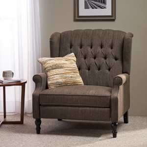 Oversized Fabric Wingback Push-Back Recliner Chair with Nailhead Trim and Tufted Back - 1 of 4