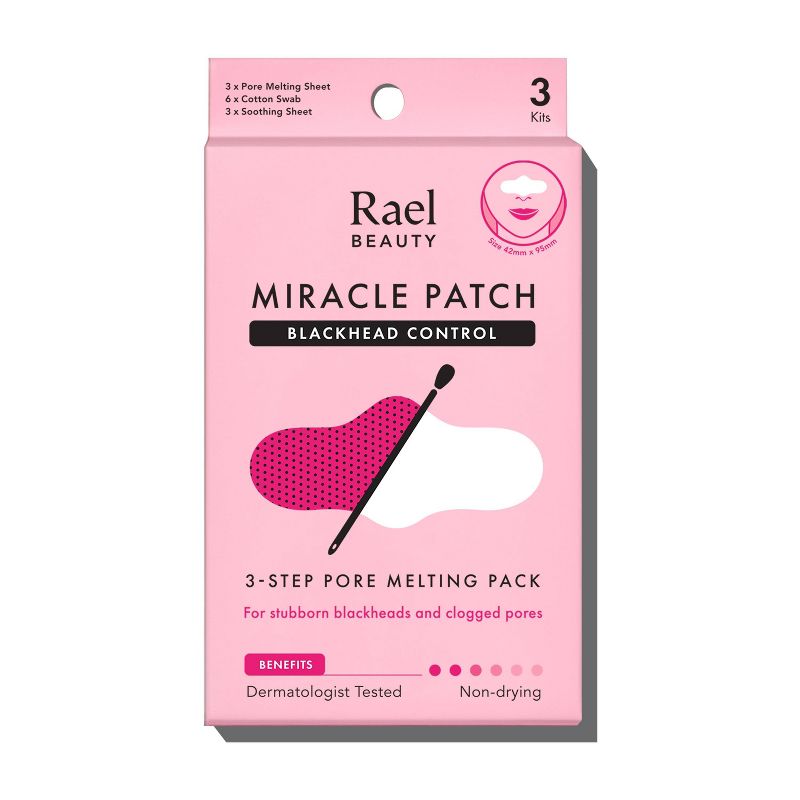 Rael Miracle Patch Blackhead Control 3-Step Pore Melting Nose Strips Pack - 3ct, 1 of 10
