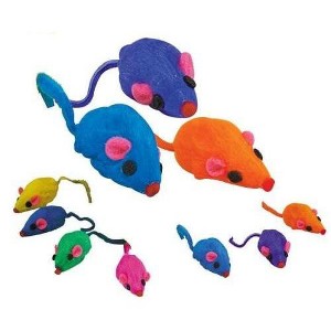 Zanies 20 x Cat Toy Rainbow Fur Mice That Rattle - 1 of 1