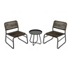 Aukfa Modern Weave 3-Piece Patio Bistro Set - All-Weather Woven Chairs & Metal Side Table for Balcony or Small Space - Brown - 2 of 4