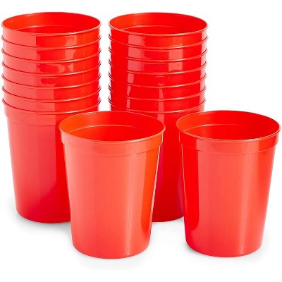 Juvale 16-Pack 16 oz Reusable Plastic Cup Party Tumblers Stadium Cups, Red