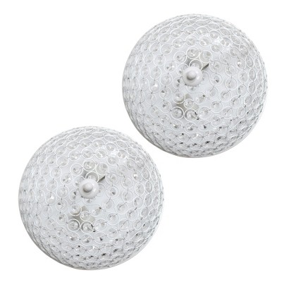 Elegant Elipse 13" White Crystal Dual Flush Mount Ceiling Light Set