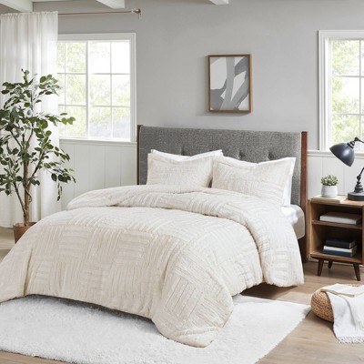 Ivory Full Down Alternative Comforter Set with Faux Fur