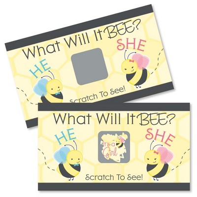 Big Dot of Happiness Girl Bee Gender Reveal - What Will It Bee Gender Reveal Scratch Off Cards - Baby Shower Game - 22 Count