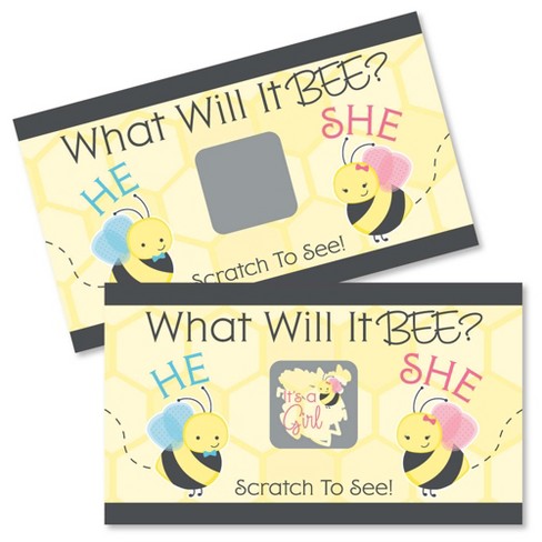 Big Dot Of Happiness Girl Bee Gender Reveal What Will It Bee Gender Reveal Scratch Off Cards Baby Shower Game 22 Count Target