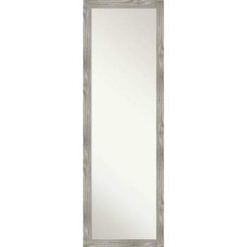 17" x 51" Non-Beveled Dove Gray Wash Square Full Length on The Door Mirror - Amanti Art