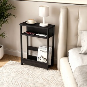 COZONY Narrow Side Table with 3-Tier Storage Shelf & Magazine Rack, Slim End Table for Small Spaces, Modern Skinny Bedside Nightstand for Living Room - 1 of 4