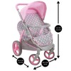 Cotton Candy Pink Twin Tandem Doll Stroller in Grey Polka Dots Fits 2 Dolls 18" - 3 of 4