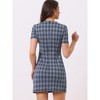 INSPIRE CHIC Women's Work Short Sleeve Vintage Houndstooth Pencil Sheath Dress - 3 of 4