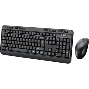 Adesso WKB-1320CB Antimicrobial Wireless Desktop Keyboard and Mouse - USB Membrane Wireless RF 2.40 GHz Keyboard - 104 Key - English (US) - Black - 1 of 4