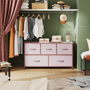 Fabric Dresser for Bedroom, Wide 5-Drawer Chest of Drawers with Storage Organizer Unit - 1 of 4