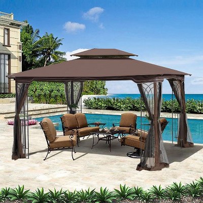 NicBex Outdoor Gazebo, Patio Canopy Tent with Ventilated Double Roof and Mosquito Net (Detachable Mesh Screen on All Sides) for Lawn, Backyard