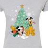 Women's - Disney - Mickey And Pluto Xmas Tree Fitted Graphic T-Shirt - 2 of 3