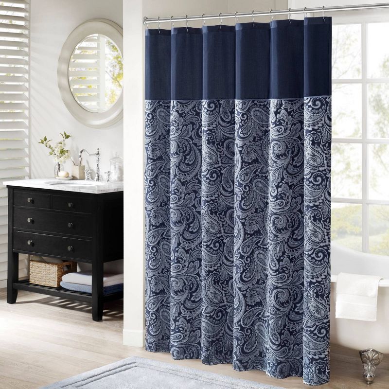 Paisley Jacquard Polyester Shower Curtain, 1 of 7