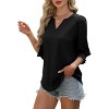Women Print Tops Dressy Casual Shirts Smocked Cuffs 3/4 Sleeve Tees Boho Tunic - 4 of 4