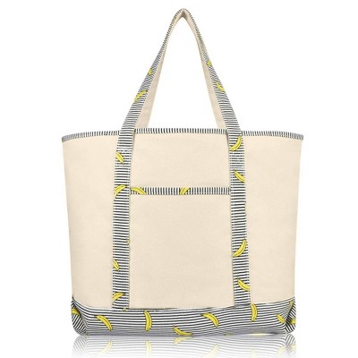 Dalix 22" Cotton Canvas Tote Bag (Zippered Top)