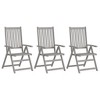 vidaXL Patio Reclining Chairs 3 pcs with Cushions Solid Acacia Wood - 2 of 4